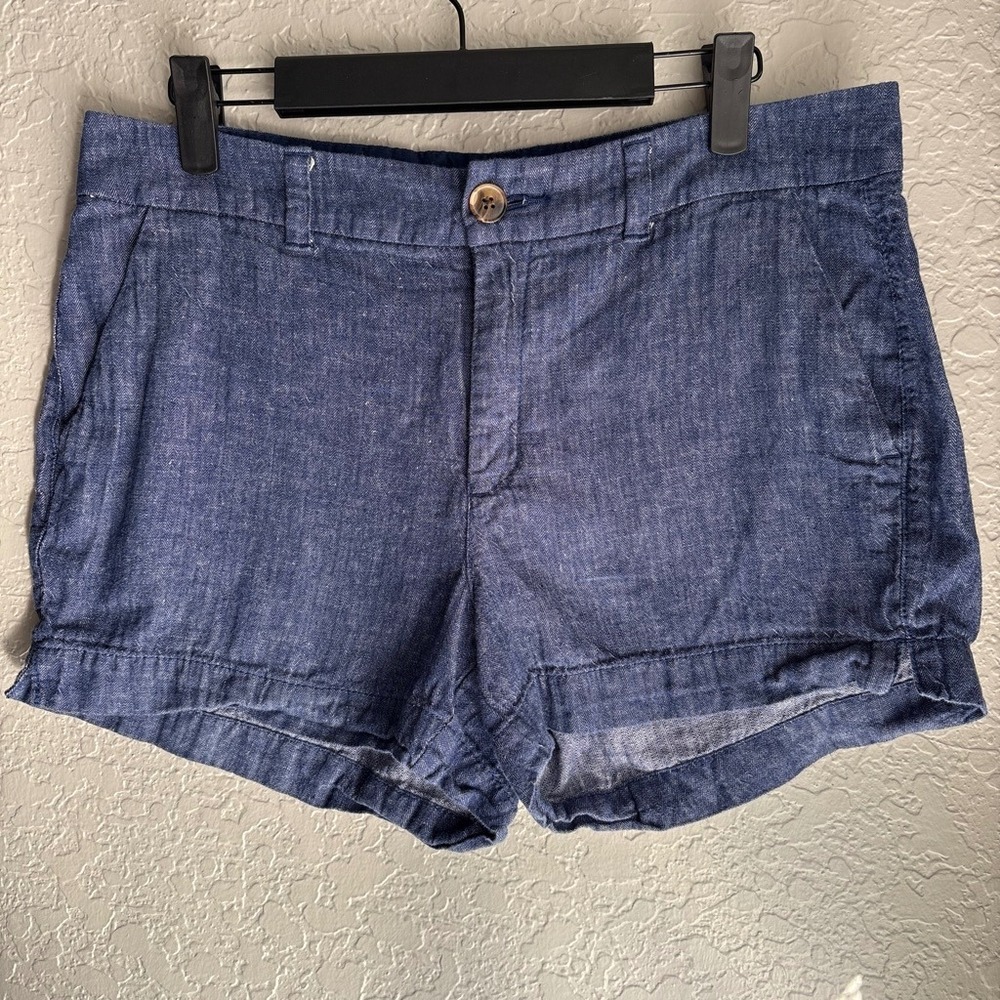 Old Navy Women 8 Short Blue Linen Cotton Everyday Mid-Rise Chambray Granola Boho